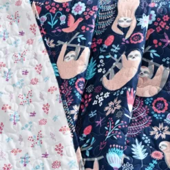 Hygge Navy, Turquoise & Red Floral Sloth Quilted Throw, (50" X 60") 10 Hygge Navy, Turquoise & Red Floral Sloth Quilted Throw, (50" X 60") -Home Store 810553532 2