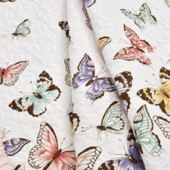 Pastel & Pink Flutter Butterfly Ruffle-Trim Quilted Throw, (50" X 60") -Home Store 810553535 2