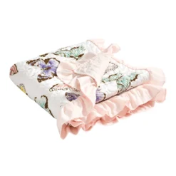 Pastel & Pink Flutter Butterfly Ruffle-Trim Quilted Throw, (50" X 60") -Home Store 810553535 3