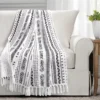 Hygge White & Black Geometric Stripe Tassel-Fringe Throw, (50" X 60") -Home Store 810553555