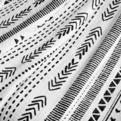 Hygge White & Black Geometric Stripe Tassel-Fringe Throw, (50" X 60") -Home Store 810553555 11