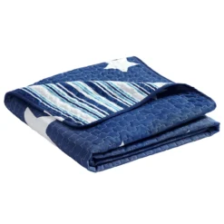 Navy & White Stars Quilted Throw, (50" X 60") -Home Store 810553570 3