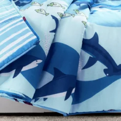 Blue Sharks Swirl Quilted Throw, (50" X 60") -Home Store 810553571 1