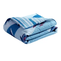 Blue Sharks Swirl Quilted Throw, (50" X 60") -Home Store 810553571 3