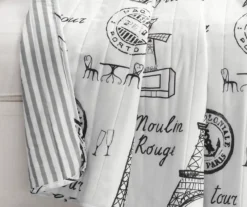 White & Black Eiffel Tower Paris Quilted Throw, (50" X 60") -Home Store 810553572 1