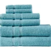 Aegan Aqua Turkish Cotton 6-Piece Towel Set 2 Aegan Aqua Turkish Cotton 6-Piece Towel Set -Home Store 810555732 3 1