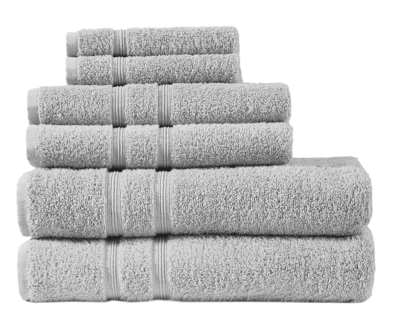 Aegan Gray Turkish Cotton 6-Piece Towel Set 3 Aegan Gray Turkish Cotton 6-Piece Towel Set