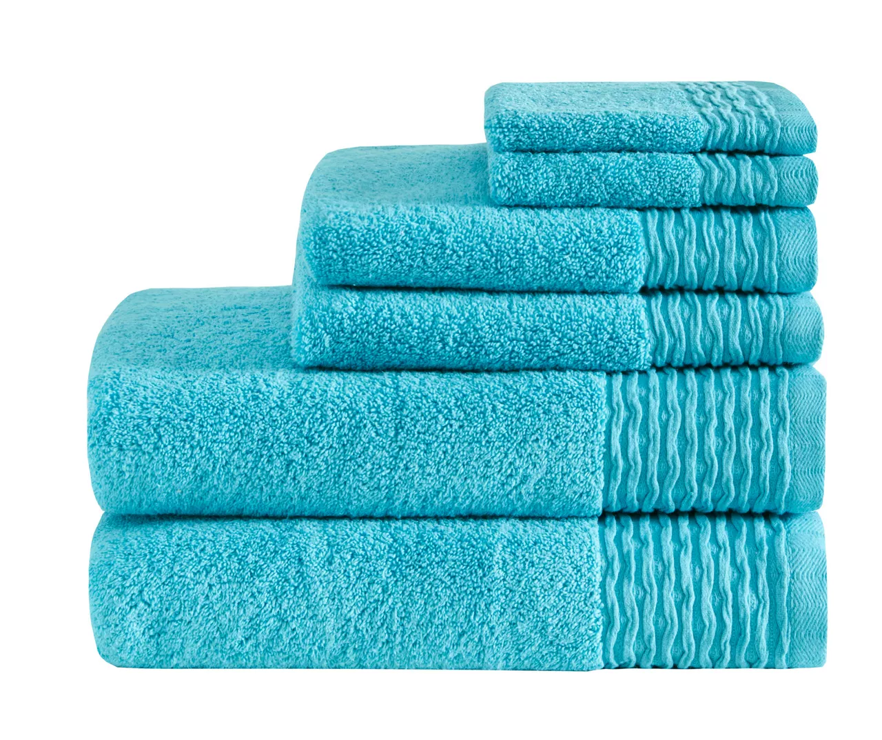 Blue Curv Jacquard 6-Piece Towel Set 4 Blue Curv Jacquard 6-Piece Towel Set - Image 2