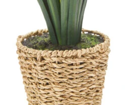 Green Artificial Cymbidium Plant With Brown Woven Pot 5 Green Artificial Cymbidium Plant With Brown Woven Pot -Home Store 810557191 1