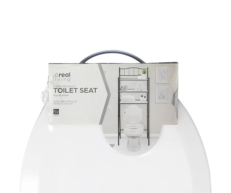 White Oblong Wood Toilet Seat 9 White Oblong Wood Toilet Seat - Image 7