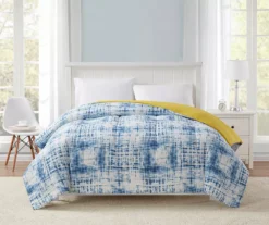Real Living Blue & White Crosshatch Microfiber Comforter -Home Store 810558613