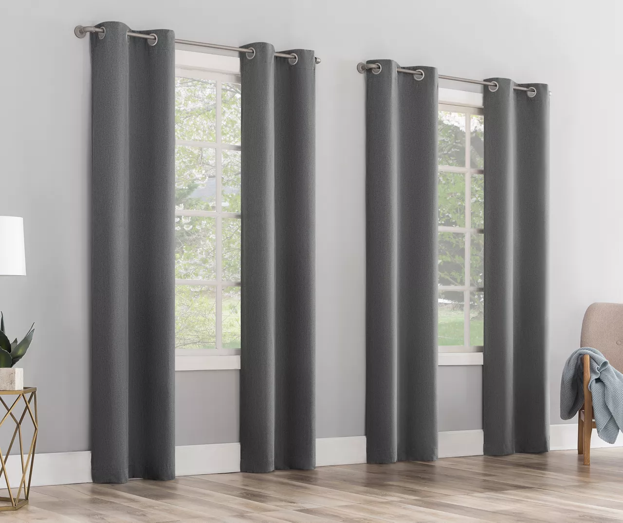 Baylor Silver Room-Darkening Grommet 4-Piece Curtain Panel Set, (84") 3 Baylor Silver Room-Darkening Grommet 4-Piece Curtain Panel Set, (84")