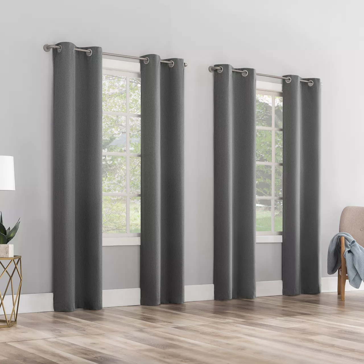 Baylor Silver Room-Darkening Grommet 4-Piece Curtain Panel Set, (84") 5 Baylor Silver Room-Darkening Grommet 4-Piece Curtain Panel Set, (84") - Image 3