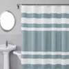 Slate Blue & White Color Block Waffle-Knit Fabric Shower Curtain -Home Store 810559975 A0