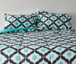 Blue & Black Arabesque Microfiber King 9-Piece Bed-in-a-Bag Set 8 Blue & Black Arabesque Microfiber King 9-Piece Bed-in-a-Bag Set -Home Store 810563446 810563445 810563444 810563443 1 1