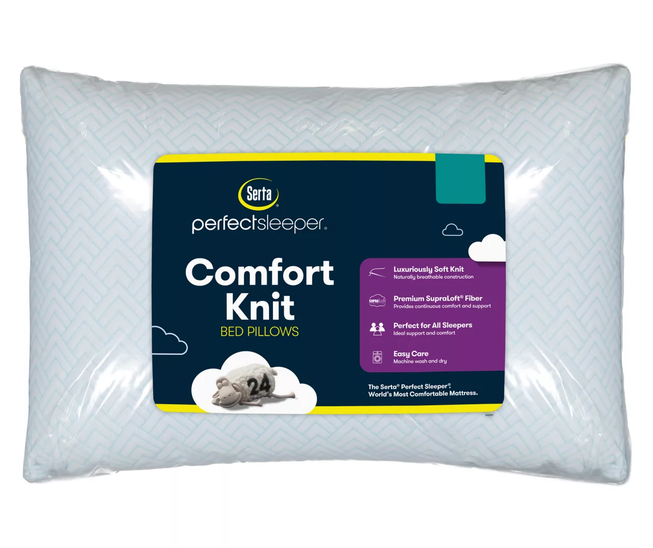 White Comfort-Knit Jumbo Pillow, 2-Pack 3 White Comfort-Knit Jumbo Pillow, 2-Pack