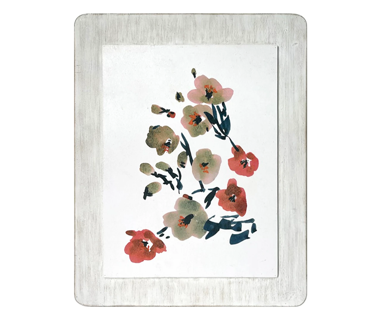 Dark Green & Red Floral Rounded-Corner Framed Wall Plaque 3 Dark Green & Red Floral Rounded-Corner Framed Wall Plaque