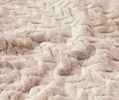 Tan Chevron Embossed Velvet Queen Blanket -Home Store 810573799 810573801 2