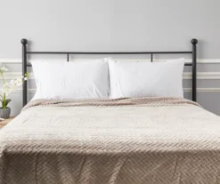 Tan Chevron Embossed Velvet Queen Blanket -Home Store 810573799 810573801 4