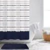 Belmont White & Navy Stripe & Faux Fur 14-Piece Bath Set -Home Store 810575052