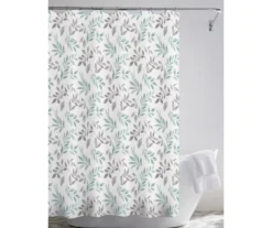 Brantley Aqua & Gray Botanical & Faux Fur 14-Piece Bath Set -Home Store 810575057 2