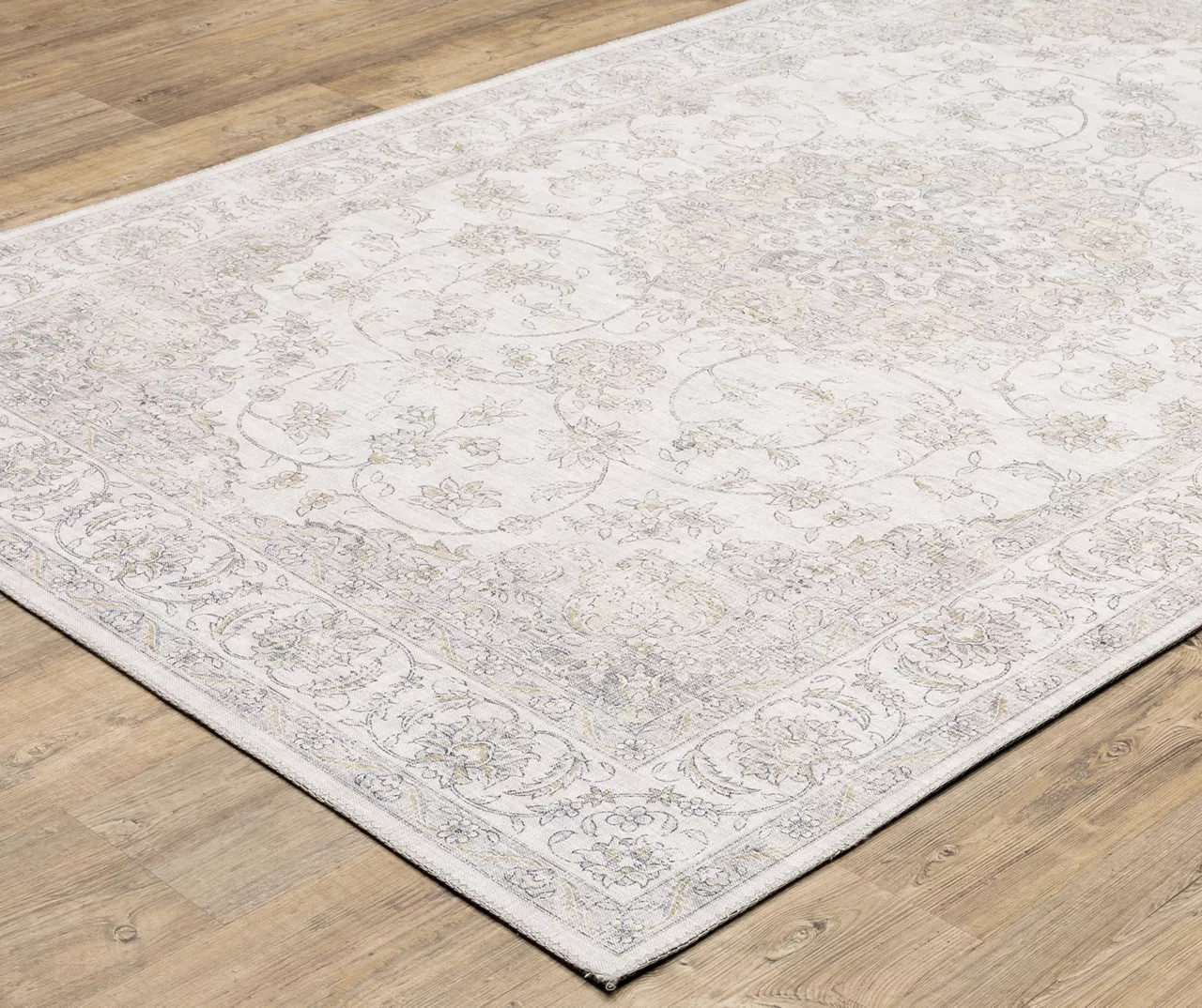 Myak Beige & Gold Floral Medallion Area Rug, (5' X 7') 4 Myak Beige & Gold Floral Medallion Area Rug, (5' X 7') - Image 2