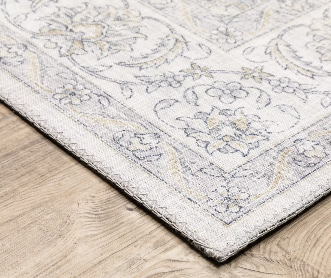 Myak Beige & Gold Floral Medallion Area Rug, (5' X 7') 5 Myak Beige & Gold Floral Medallion Area Rug, (5' X 7') - Image 3