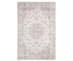 Myak Beige & Gold Floral Medallion Area Rug, (5' X 7')