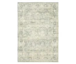 Savyille Green & Ivory Floral Medallion Area Rug, (2' X 8')
