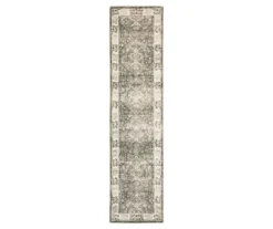 Savion Charcoal & Ivory Floral Geometric Area Rug, (2' X 8')