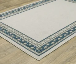 Torlea Beige & Blue Zigzag Border Outdoor Area Rug, (5.3' X 7.3') -Home Store 810584647 1