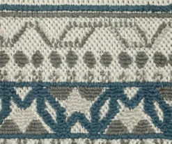 Torlea Beige & Blue Zigzag Border Outdoor Area Rug, (5.3' X 7.3') -Home Store 810584647 4