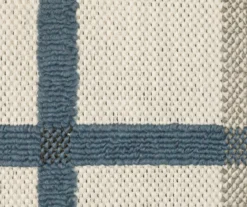 Toril Beige & Blue Plaid Outdoor Area Rug, (1.1' X 7.3') -Home Store 810584656 4