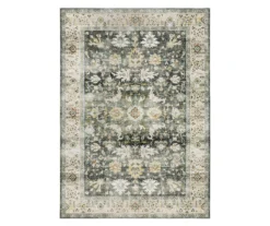 Chaim Charcoal & Beige Floral Area Rug, (3.6' X 5.6')