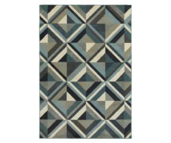 Linwood Blue & Gray Geometric Tile Area Rug -Home Store 810584952
