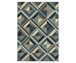 Linwood Blue & Gray Geometric Tile Area Rug -Home Store 810584953