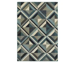 Linwood Blue & Gray Geometric Tile Area Rug -Home Store 810584955