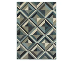 Linwood Blue & Gray Geometric Tile Area Rug -Home Store 810584956