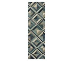 Linwood Blue & Gray Geometric Tile Area Rug -Home Store 810584957