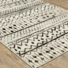 Geoffrey Ivory & Black Geometric Linework Area Rug, (7.1' X 10')
