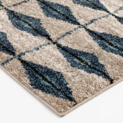 Kiara White Sand & Navy Diamond Pattern Area Rug, (5' X 7') -Home Store 810587636 810587637 810587638 3