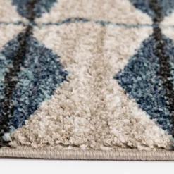 Kiara White Sand & Navy Diamond Pattern Area Rug, (5' X 7') -Home Store 810587636 810587637 810587638 4