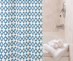 White & Black Round Up Medium-Weight PEVA Shower Liner -Home Store 810587868 2