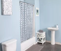 White & Black Round Up Medium-Weight PEVA Shower Liner -Home Store 810587868 3