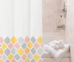 Gray, Yellow & Pink Ashley Arabesque PEVA Shower Liner -Home Store 810587902 3
