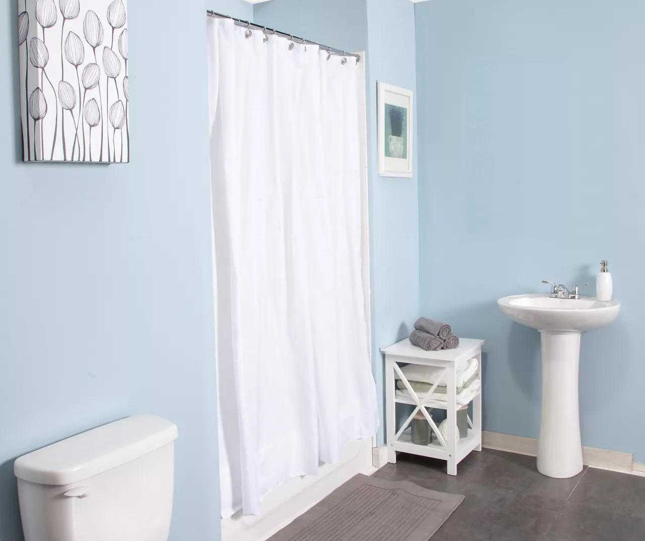 White Water-Repellant Fabric Shower Liner 7 White Water-Repellant Fabric Shower Liner - Image 5