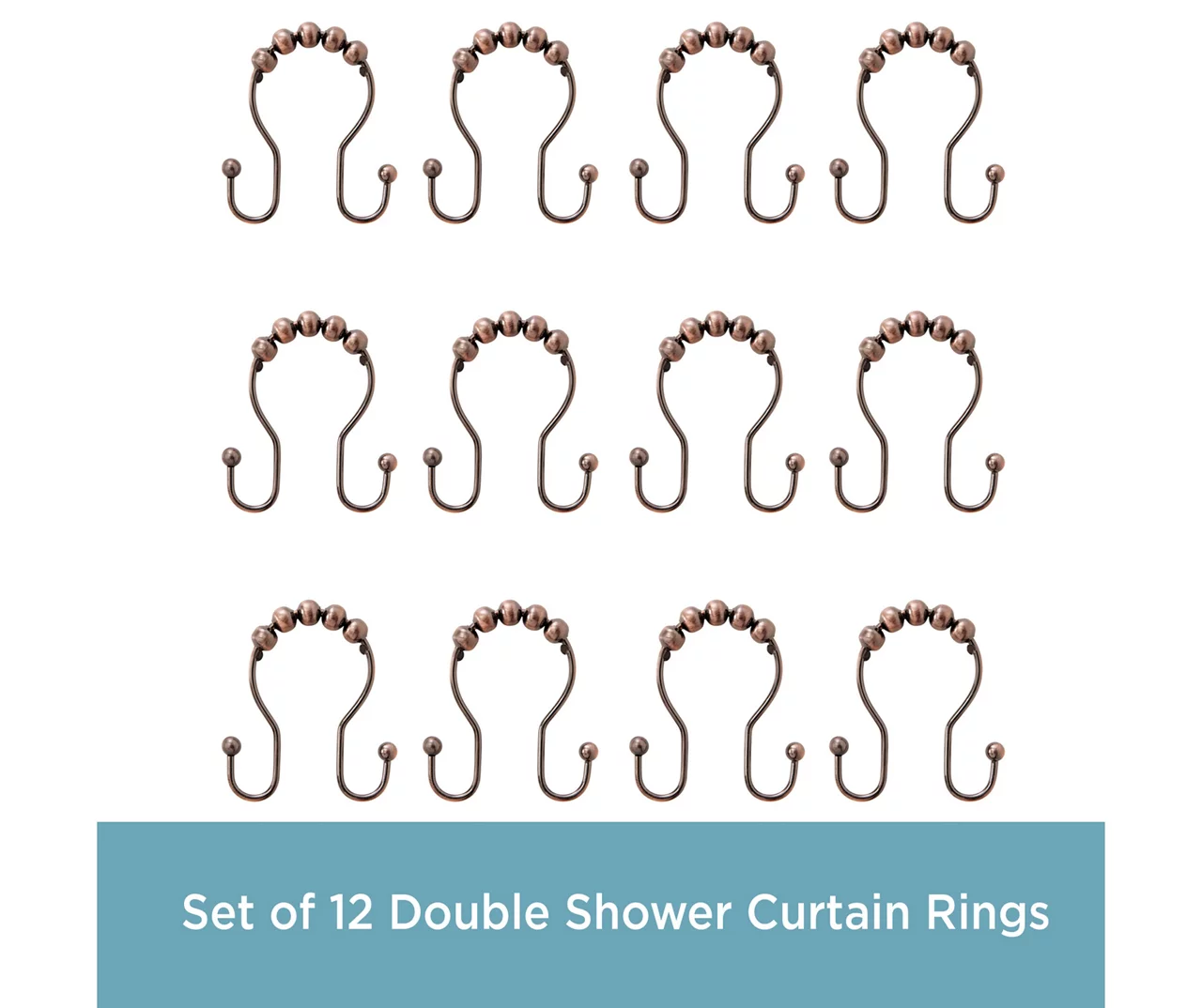 Kenney Beaded Roller Shower Curtain Double Hooks, 12-Pack 8 Kenney Beaded Roller Shower Curtain Double Hooks, 12-Pack - Image 6