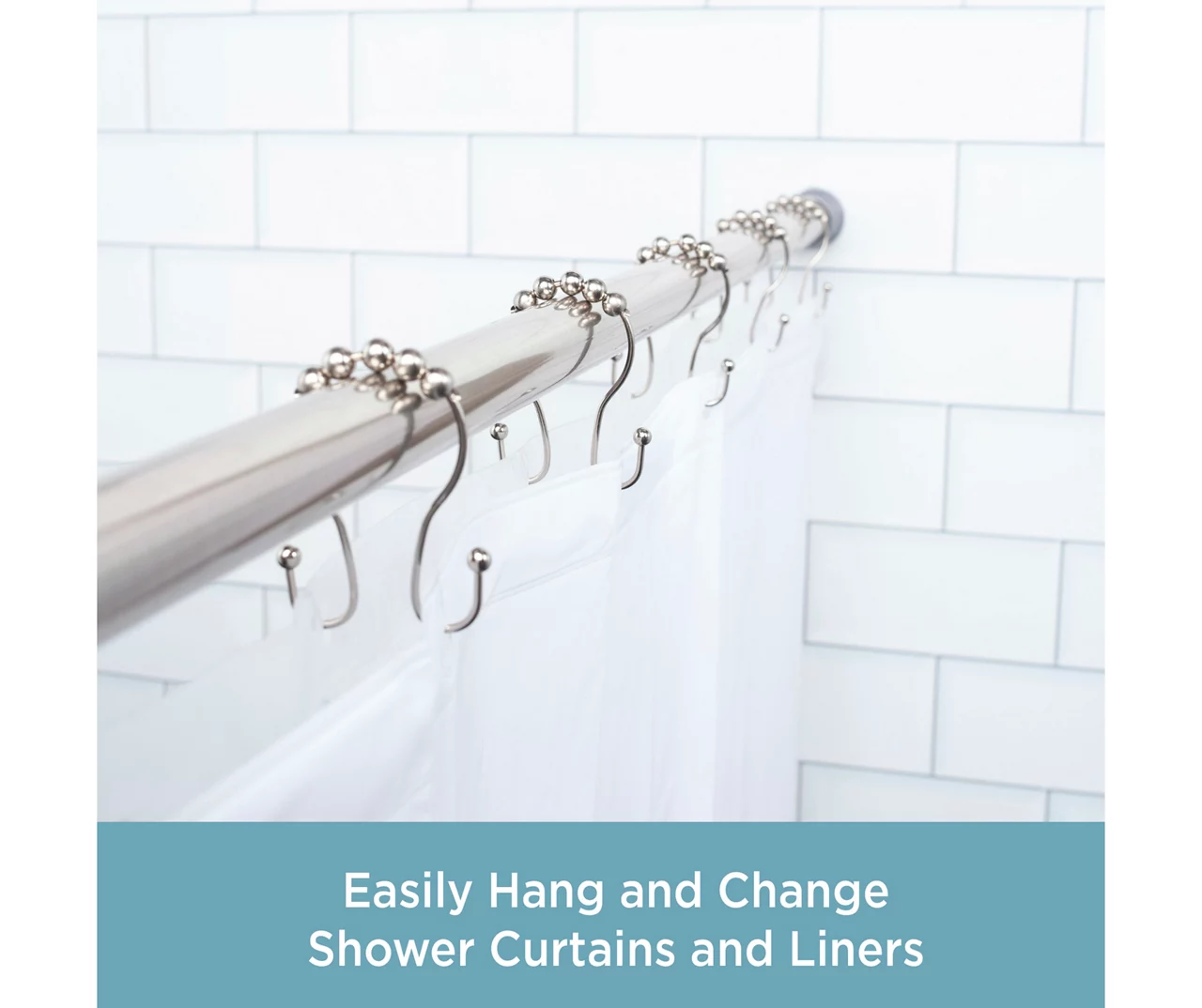 Kenney Beaded Roller Shower Curtain Double Hooks, 12-Pack 12 Kenney Beaded Roller Shower Curtain Double Hooks, 12-Pack - Image 10