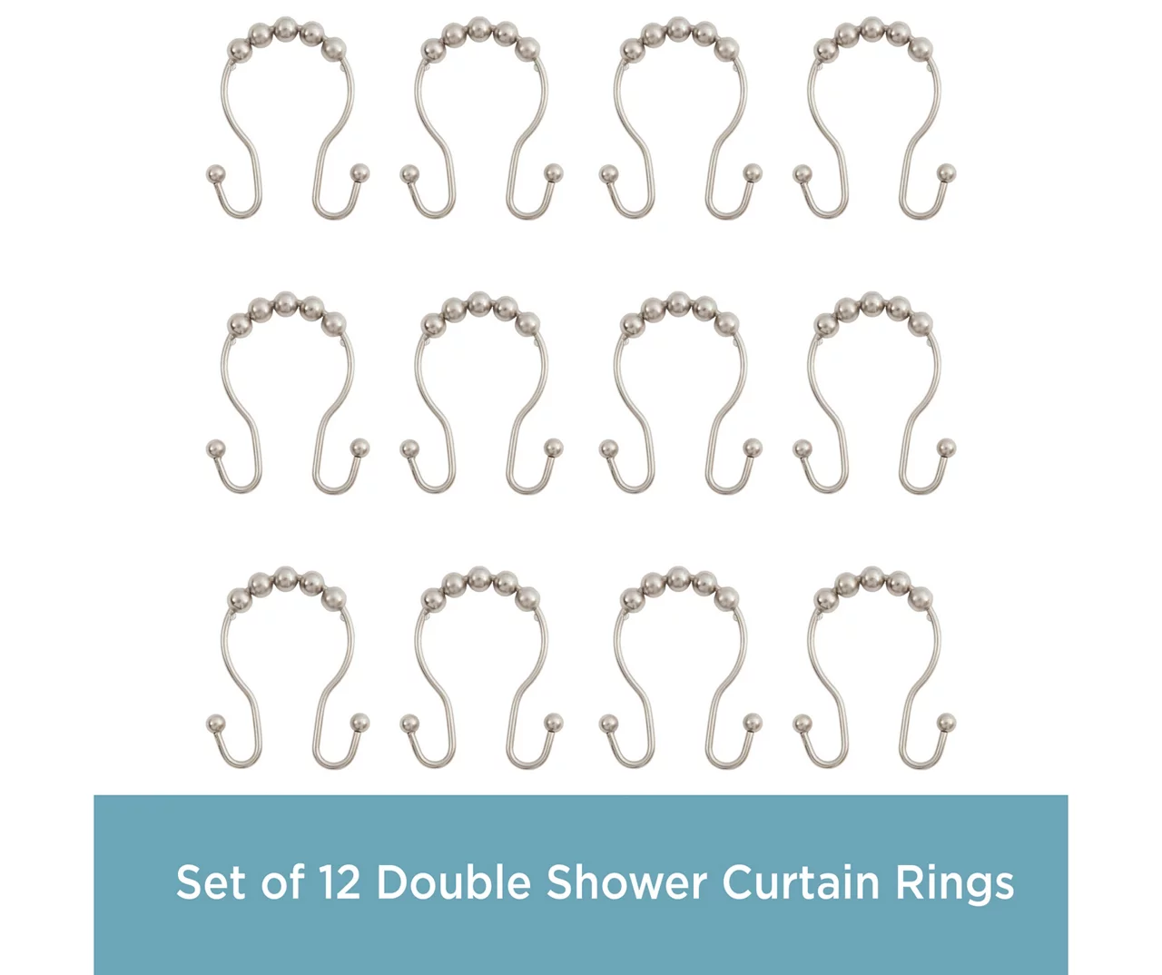 Kenney Beaded Roller Shower Curtain Double Hooks, 12-Pack 14 Kenney Beaded Roller Shower Curtain Double Hooks, 12-Pack - Image 12