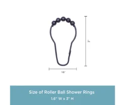 Black Beaded Roller Shower Curtain Double Hooks, 12-Pack -Home Store 810587937 3